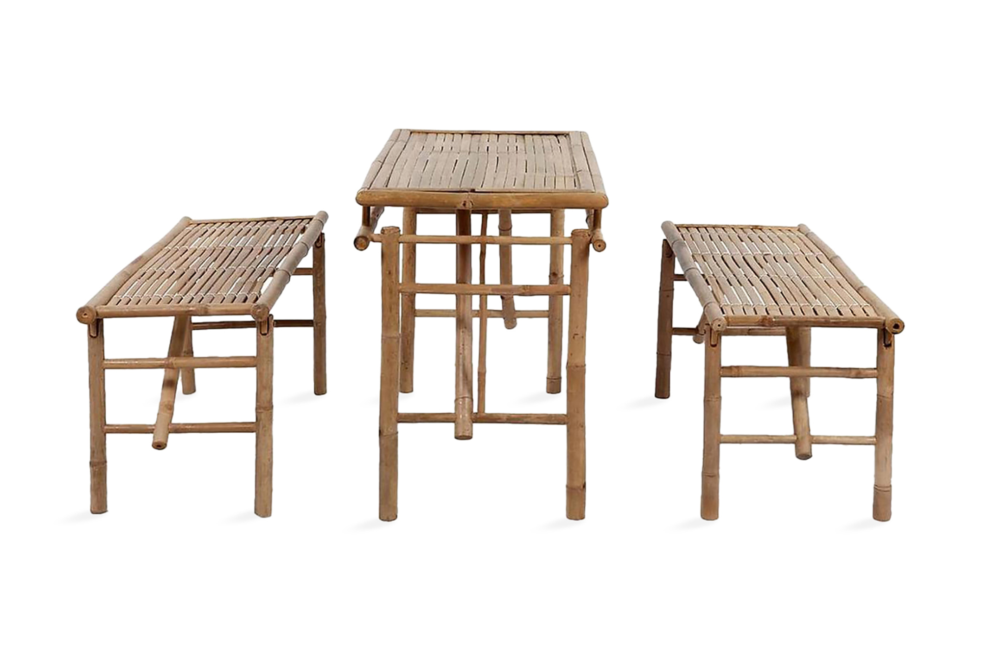 Olutpöytä 2:lla penkillä 100 cm bambu - Ruskea