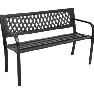Puutarhapenkki 118 cm teräs musta - Musta