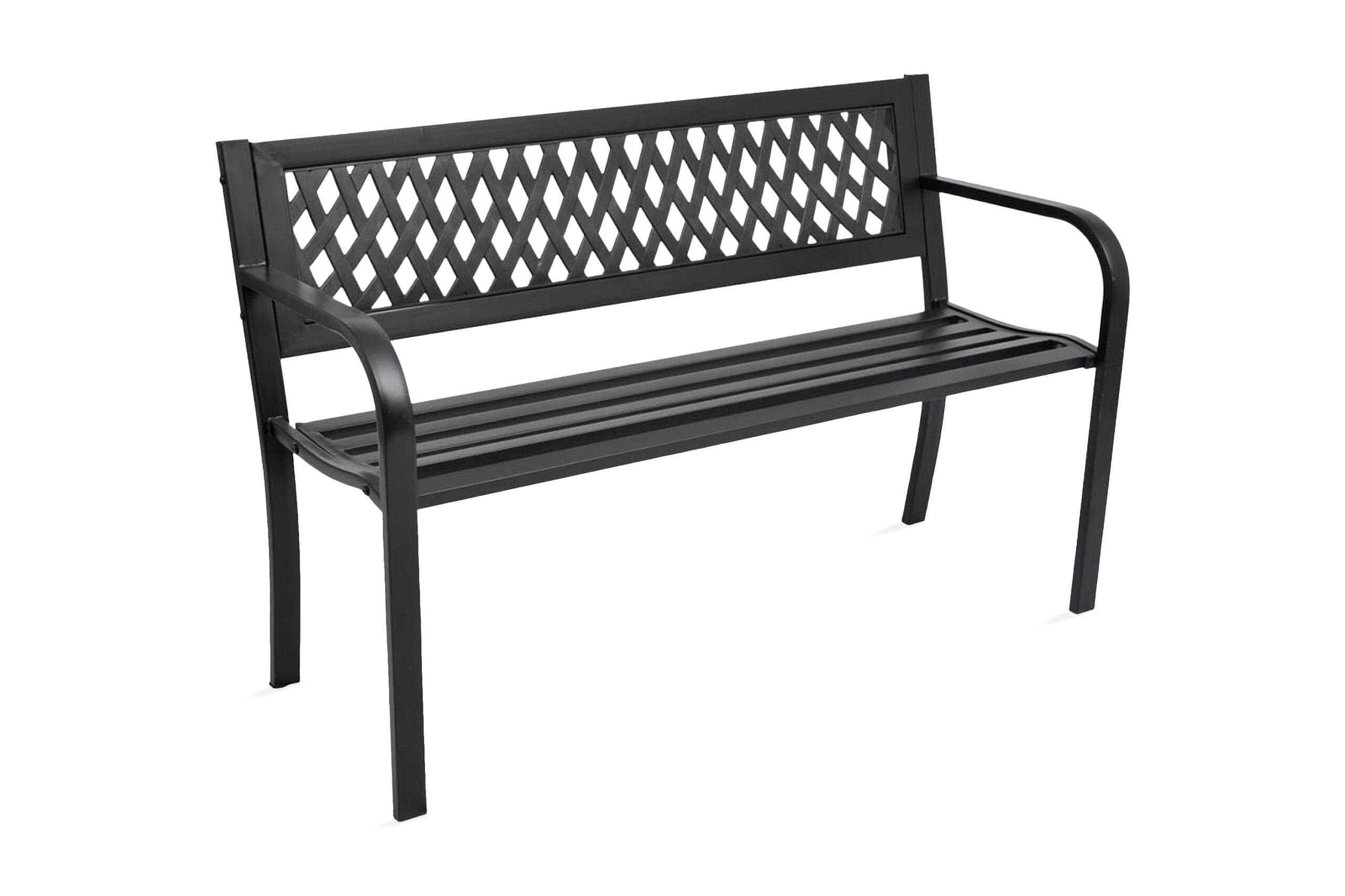 Puutarhapenkki 118 cm teräs musta - Musta