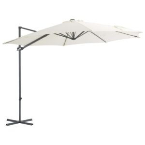Riippuva aurinkovarjo teräspylväällä 300 cm hiekka - Beige