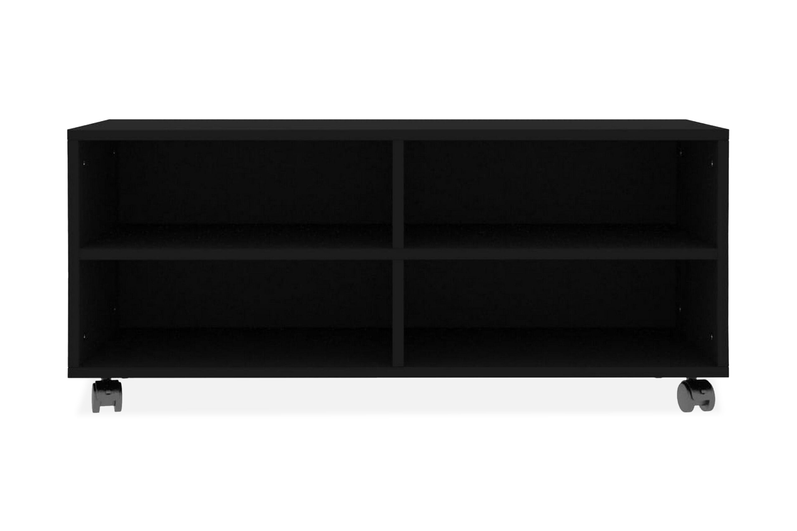 TV-taso rullapyörillä musta 90x35x35 cm lastulevy - Musta
