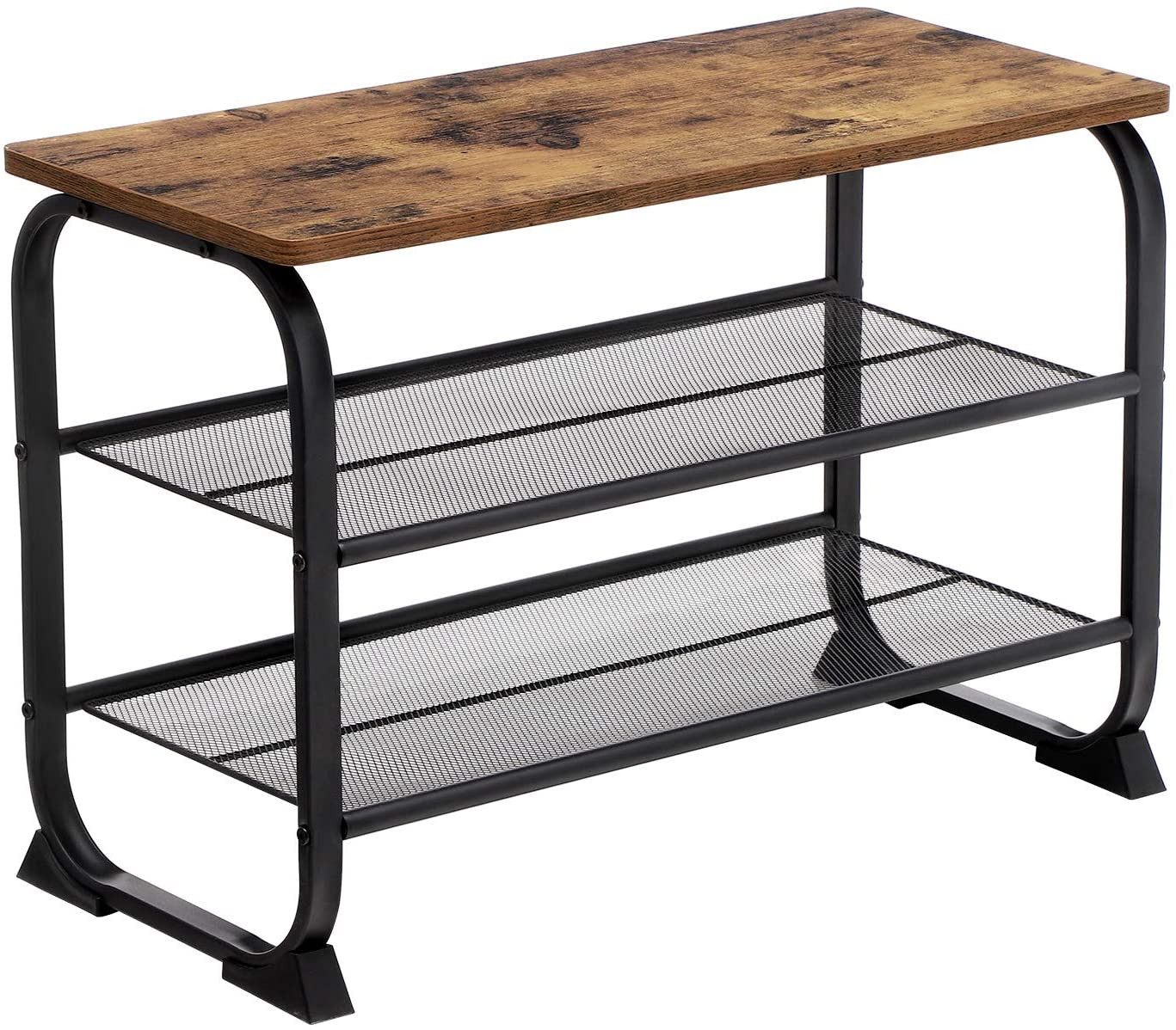 Penkki kenkähyllyllä 66 x 30 x 47,5 cm Industrial style, Vintage ruskea-musta