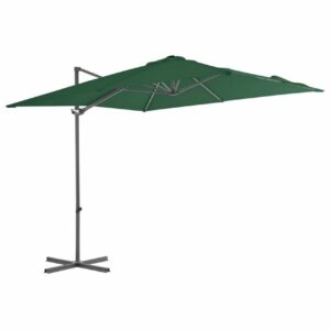 Riippuva aurinkovarjo teräspylväällä 250x250 cm vihreä - Vihreä