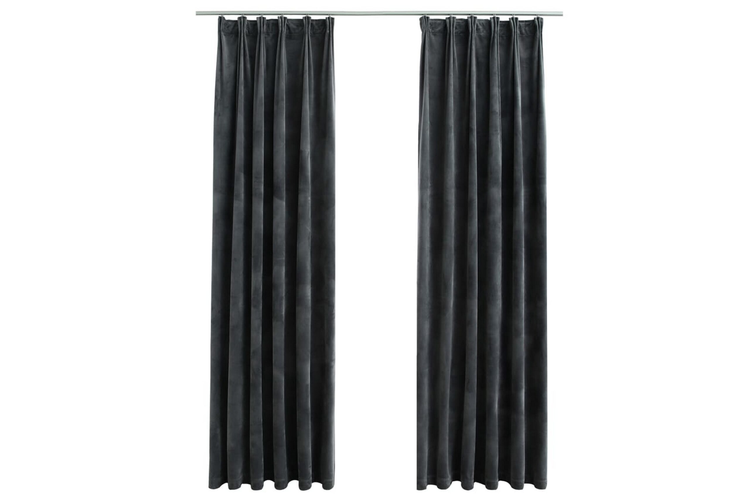 Pimennysverhot koukuilla 2 kpl sametti antrasiitti 140x225cm - Harmaa