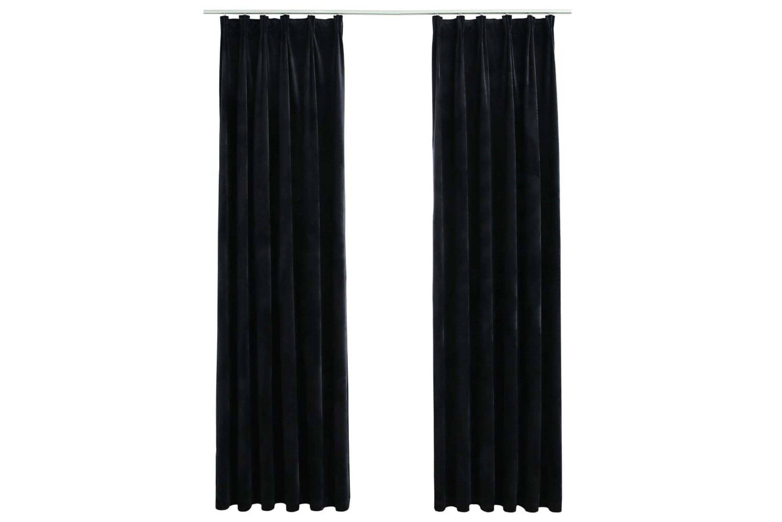 Pimennysverhot koukuilla 2 kpl sametti musta 140x225 cm - Musta