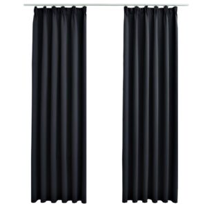 Pimennysverhot koukuilla 2 kpl musta 140x245 cm - Musta