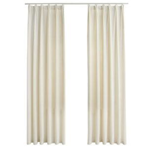 Pimennysverhot koukuilla 2 kpl sametti kerma 140x245 cm - Kerma