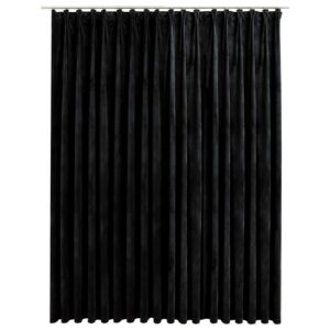 Pimennysverho koukuilla sametti musta 290x245 cm - Musta