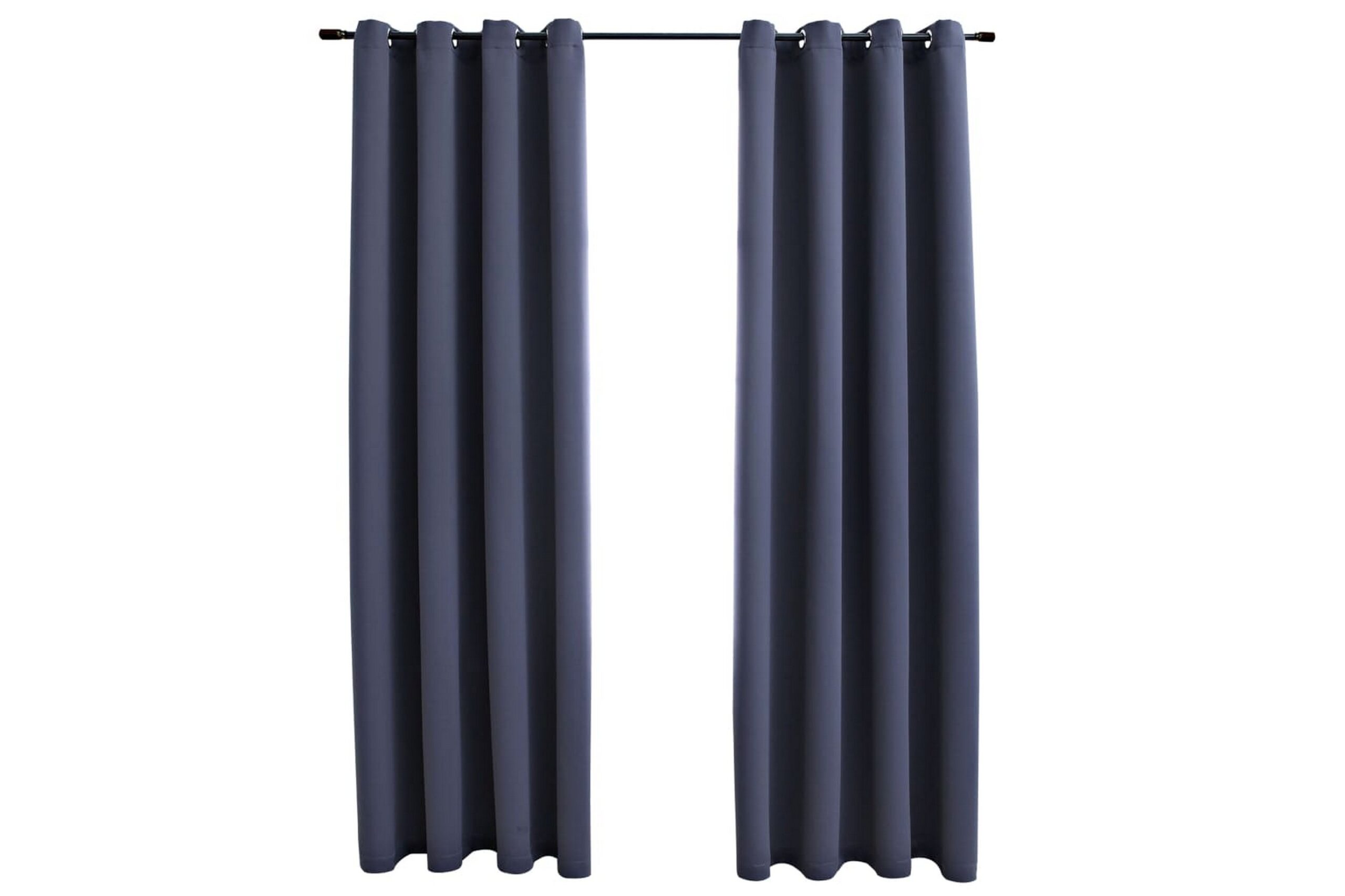 Pimennysverhot metallirenkailla 2 kpl antrasiitti 140x175 cm - Harmaa