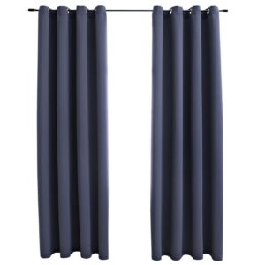 Pimennysverhot metallirenkailla 2 kpl antrasiitti 140x225 cm - Harmaa
