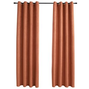 Pimennysverhot metallirenkailla 2 kpl ruoste 140x245 cm - Oranssi