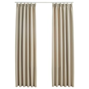 Pimennysverhot koukuilla 2 kpl beige 140x175 cm - Beige