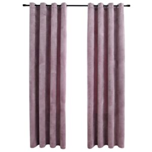 Pimennysverhot renkailla 2 kpl sametti pinkki 140x245 cm - Pinkki