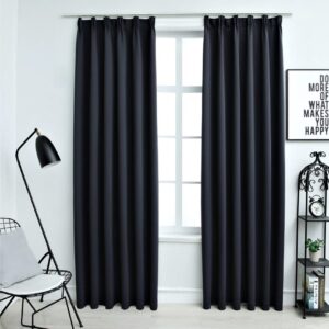 Pimennysverhot koukuilla 2 kpl antrasiitti 140x225 cm - Harmaa