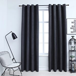 Pimennysverhot metallirenkailla 2 kpl antrasiitti 140x175 cm - Harmaa