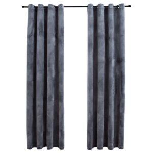 Pimennysverhot renkailla 2 kpl sametti antrasiitti 140x245cm - Harmaa