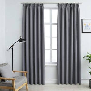 Pimennysverhot koukuilla 2 kpl harmaa 140x175 cm - Harmaa