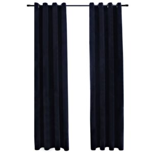 Pimennysverhot renkailla 2 kpl sametti musta 140x175 cm - Musta