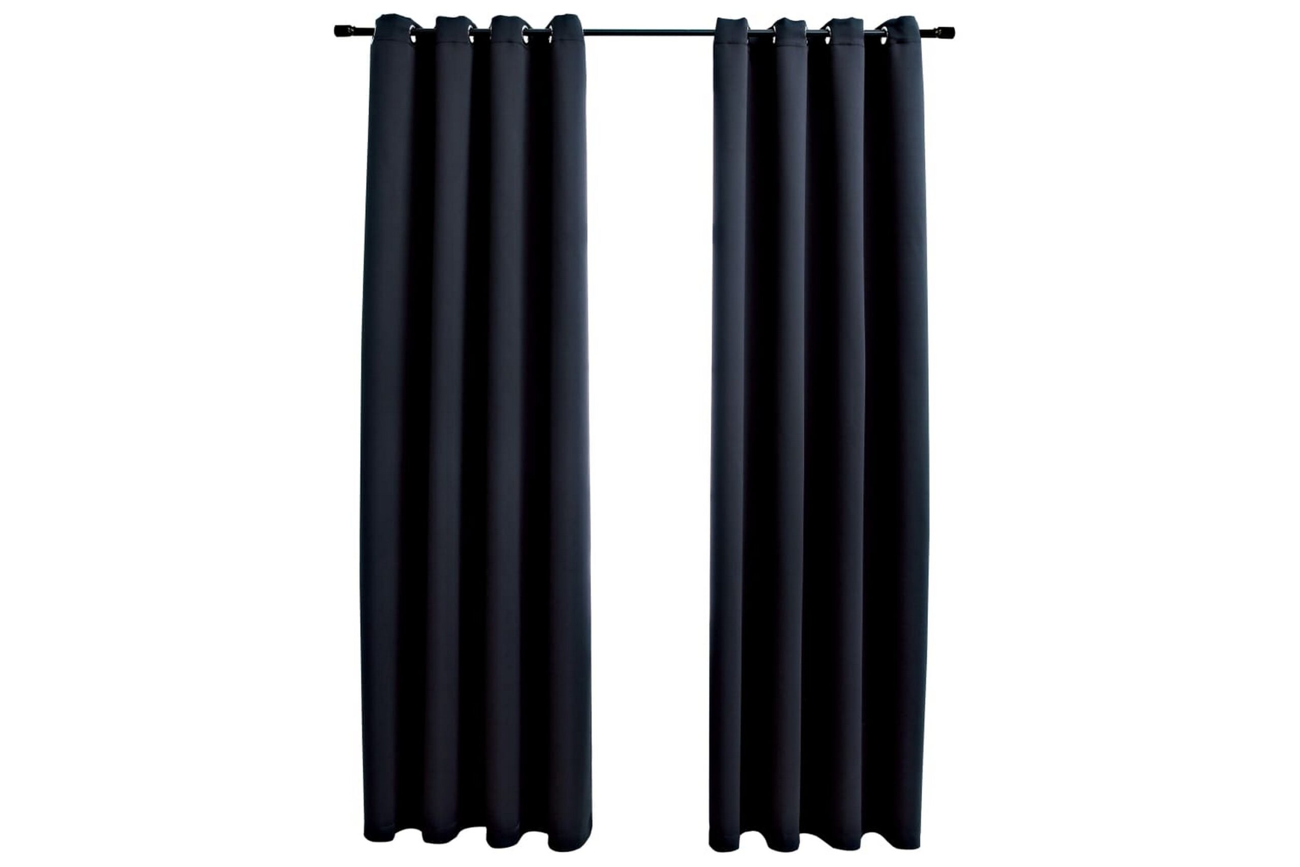 Pimennysverhot metallirenkailla 2 kpl musta 140x225 cm - Musta