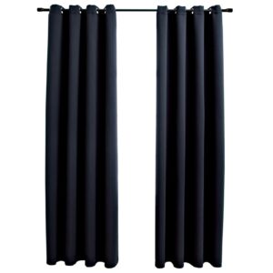 Pimennysverhot metallirenkailla 2 kpl musta 140x175 cm - Musta