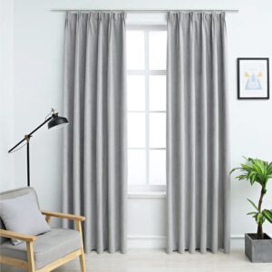 Pimennysverhot koukuilla 2 kpl harmaa 140x245 cm - Harmaa