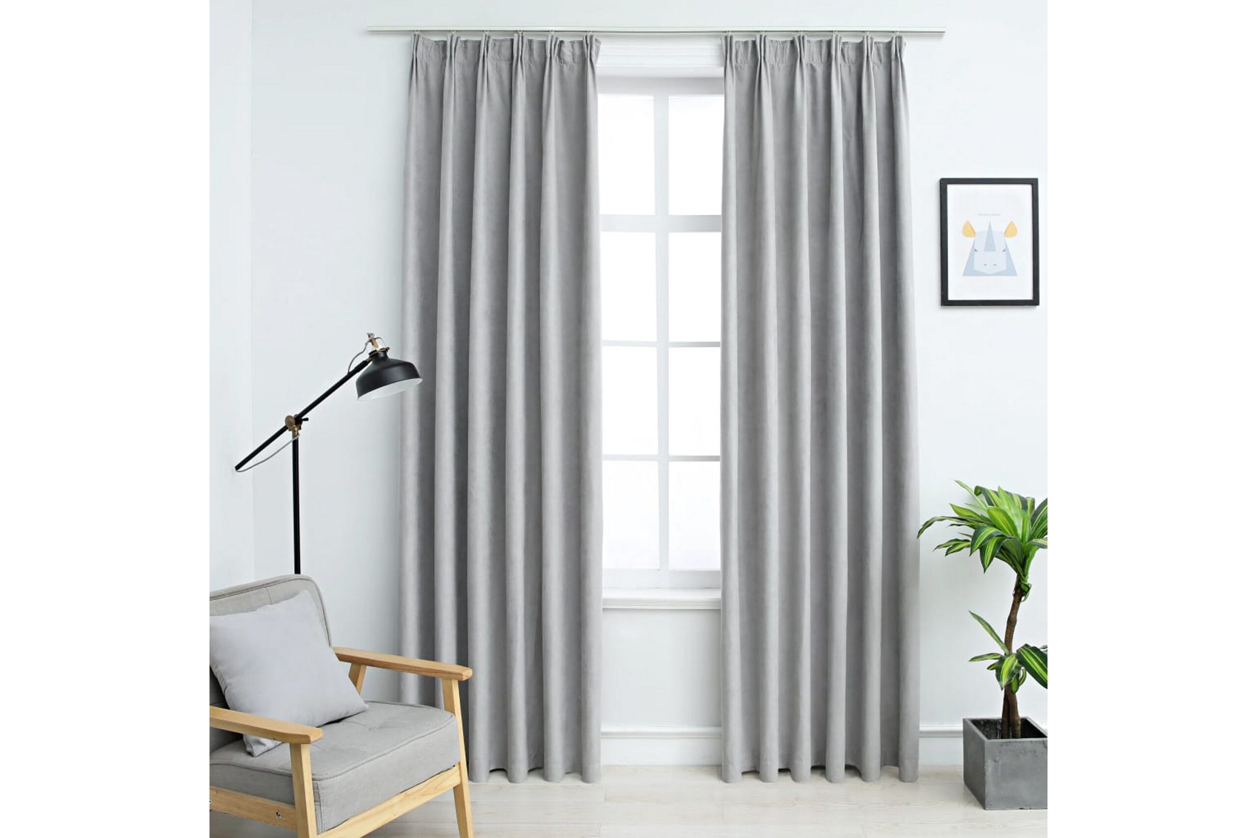 Pimennysverhot koukuilla 2 kpl harmaa 140x175 cm - Harmaa