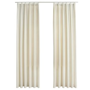 Pimennysverhot koukuilla 2 kpl sametti kerma 140x225 cm - Kerma