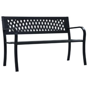 Puutarhapenkki 125 cm musta teräs - Musta
