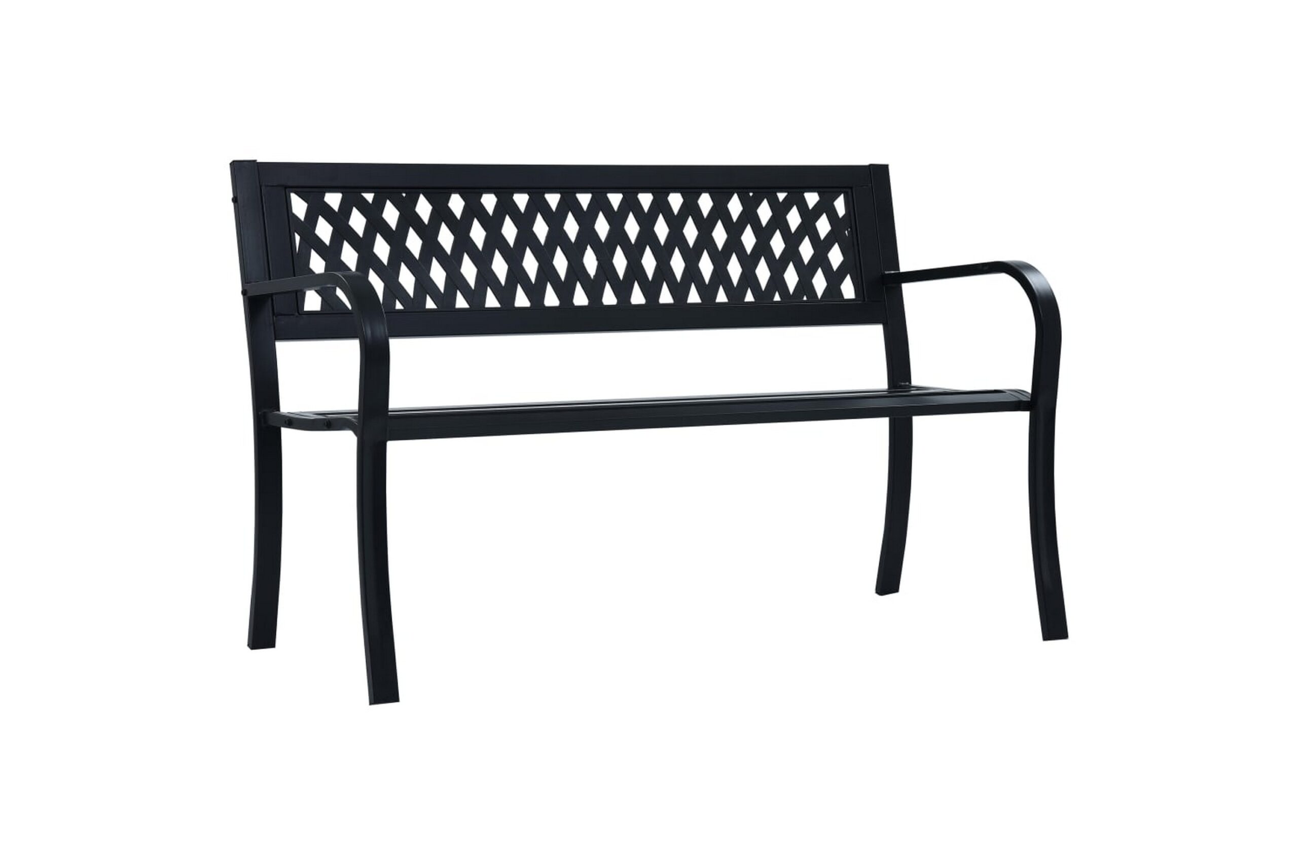 Puutarhapenkki 125 cm musta teräs - Musta