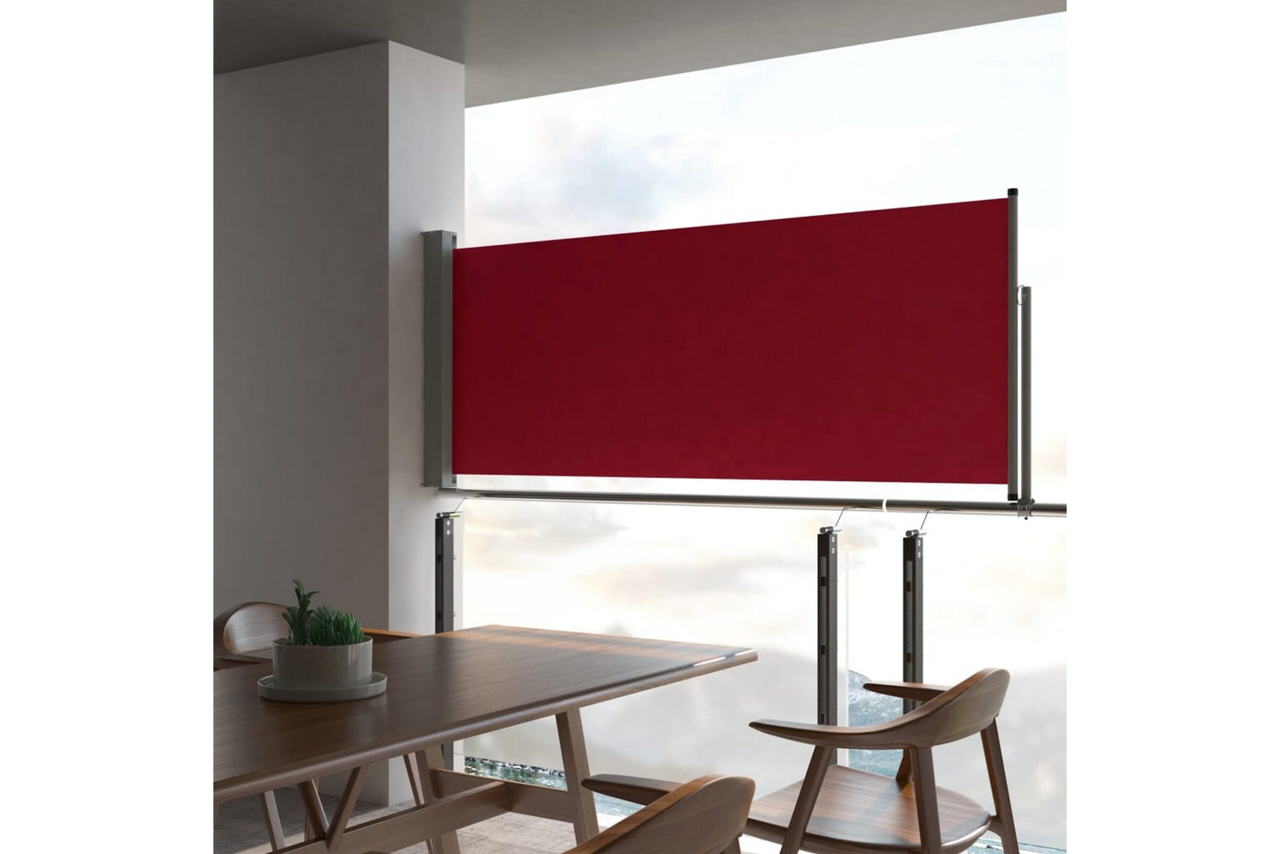 Sisäänvedettävä terassin sivumarkiisi 100x300 cm punainen - Punainen