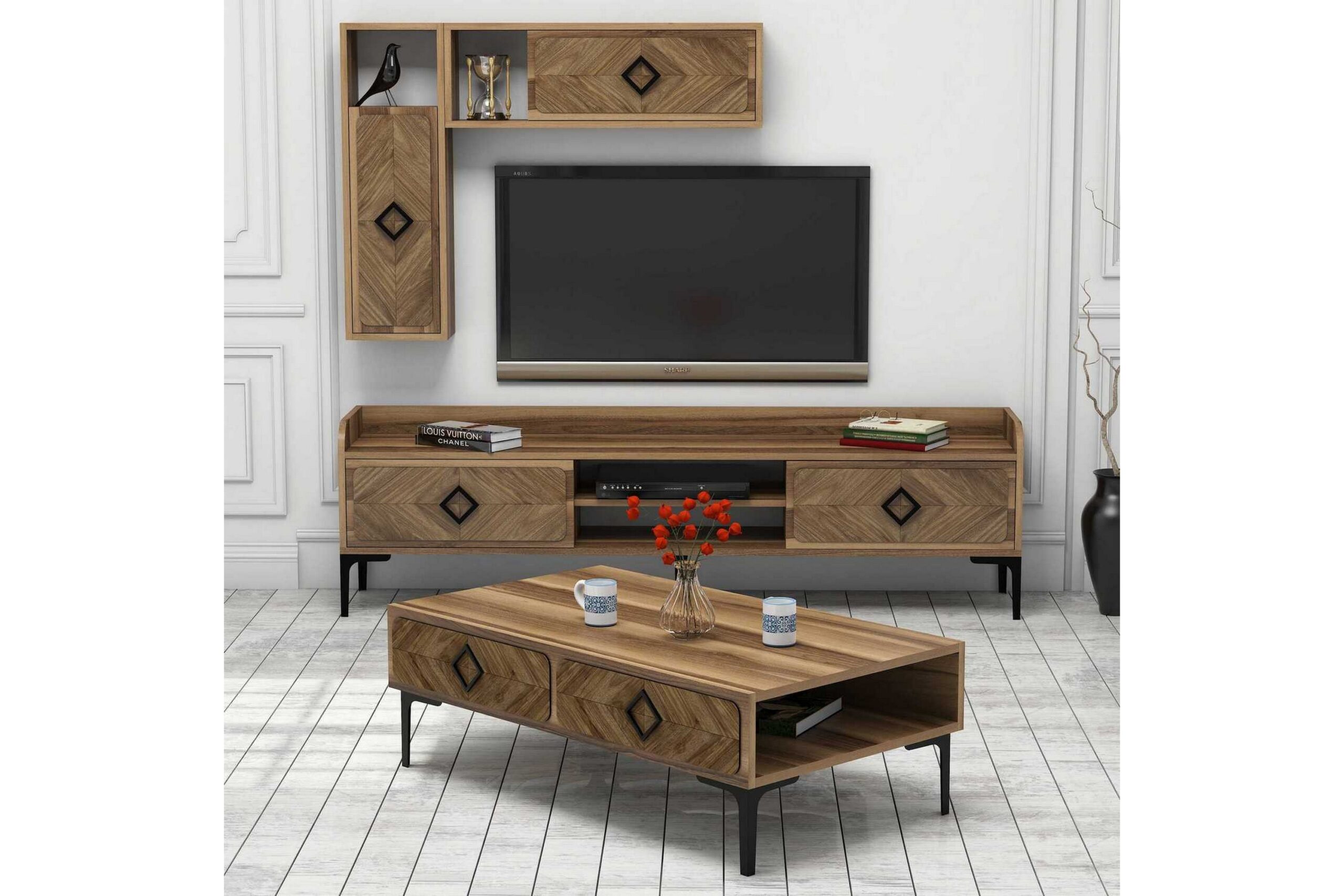 TV-kalustepaketti Amtorp 180 cm - Tummanruskea