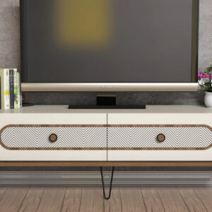 TV-taso Amtorp 145 cm - Ruskea/Valkoinen