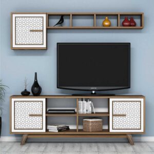 TV-kalustepaketti Amtorp 160 cm - Ruskea/Valkoinen