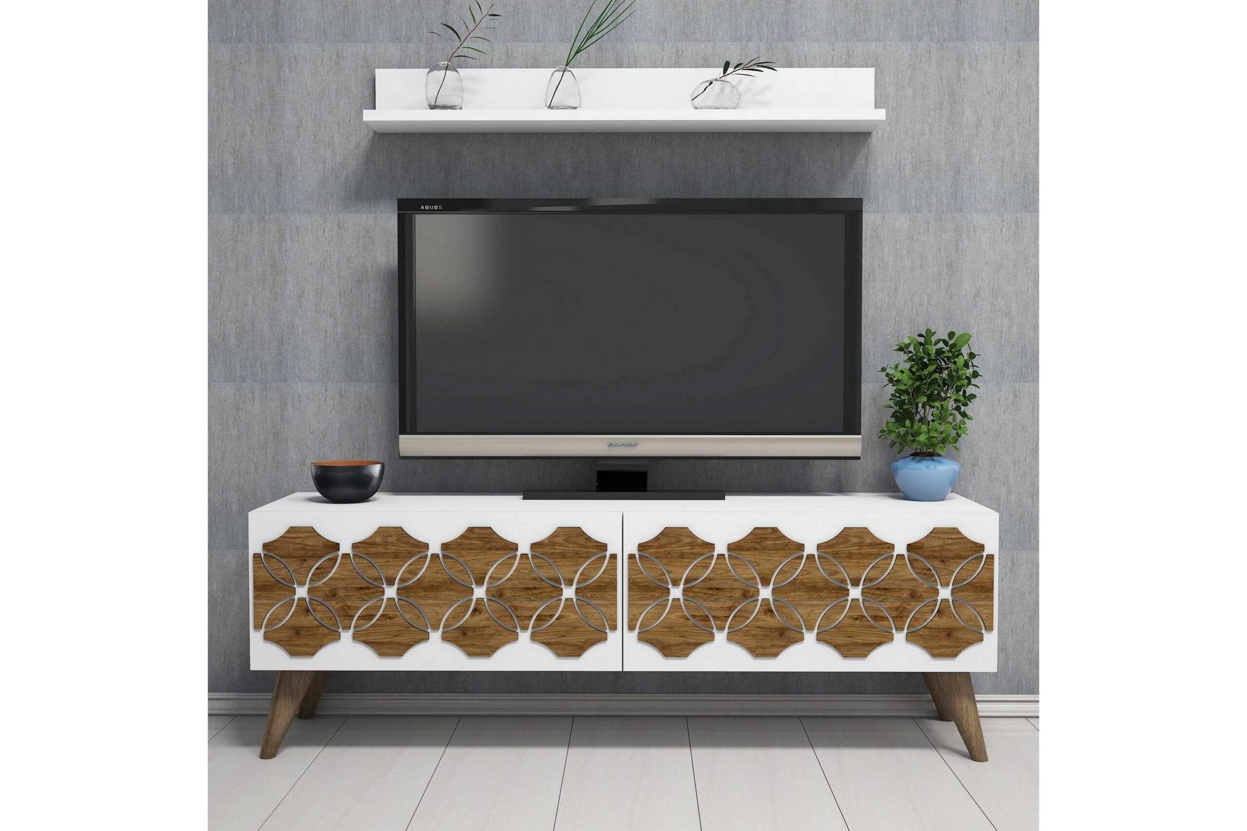 TV-kalustepaketti Amtorp 120 cm - Valkoinen