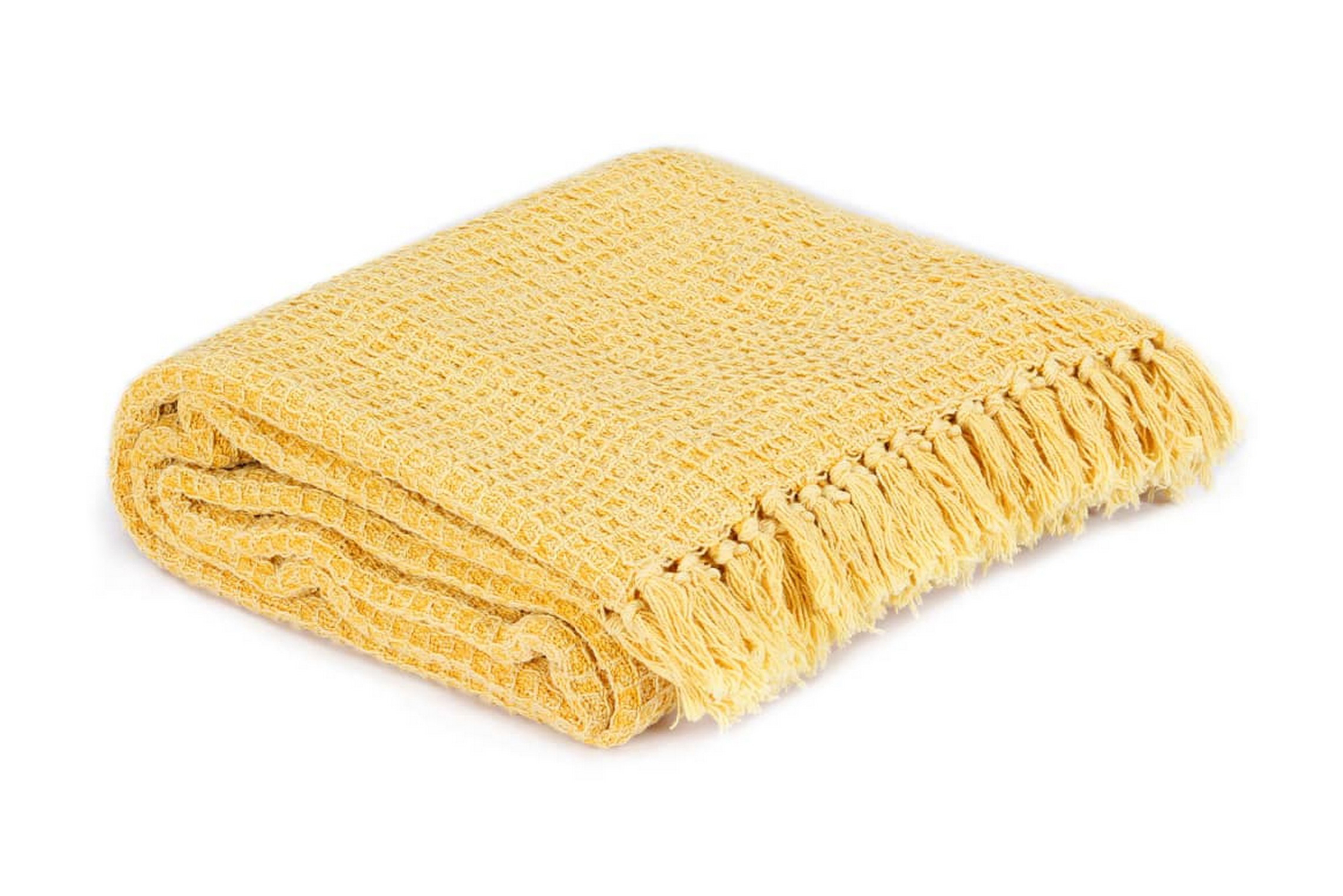 Viltti puuvilla 160x210 cm sinapinkeltainen - Keltainen