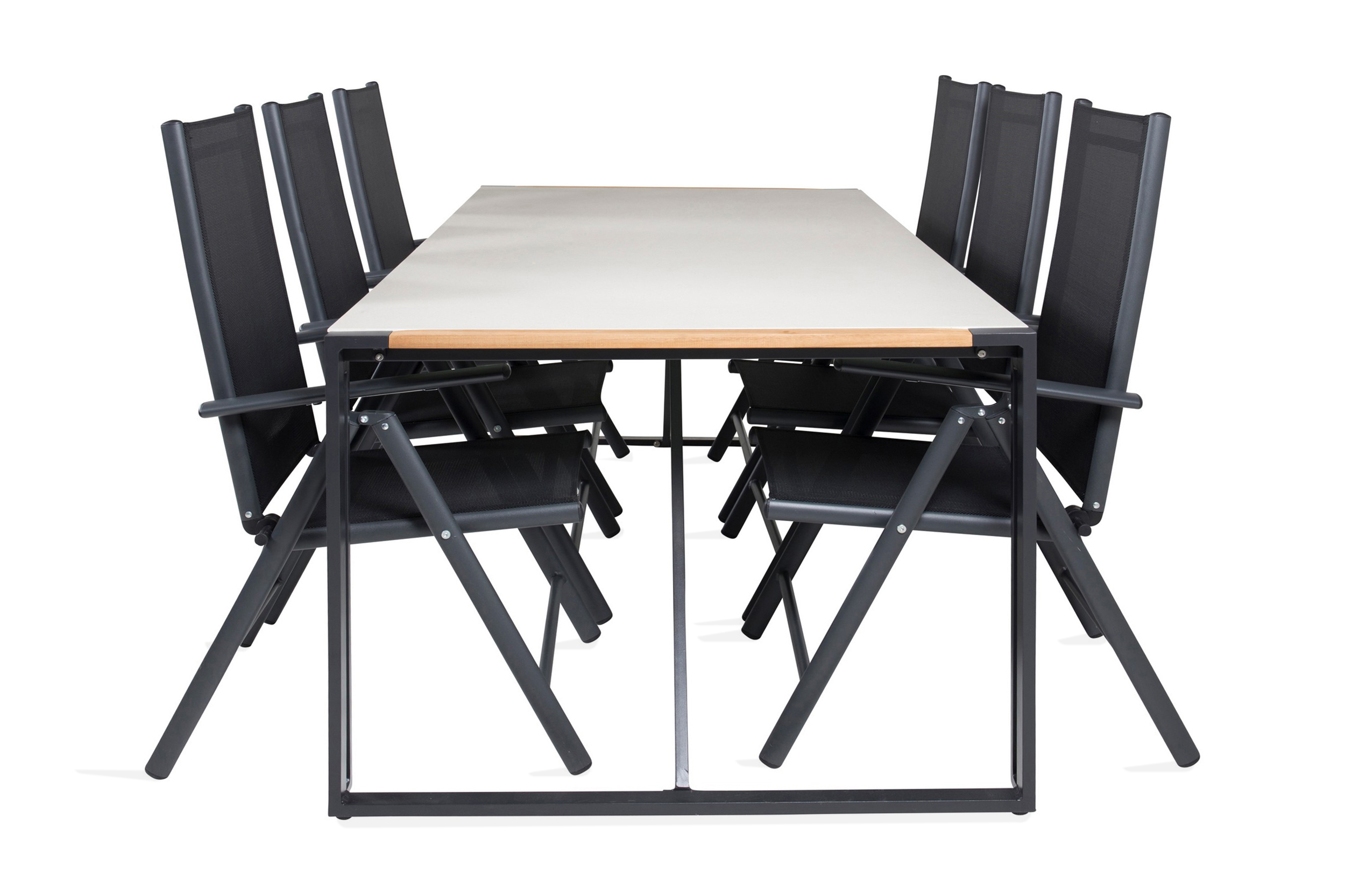 Ruokailuryhmä Texas 200 cm 6 Break säätötuolia - Musta/Harmaa