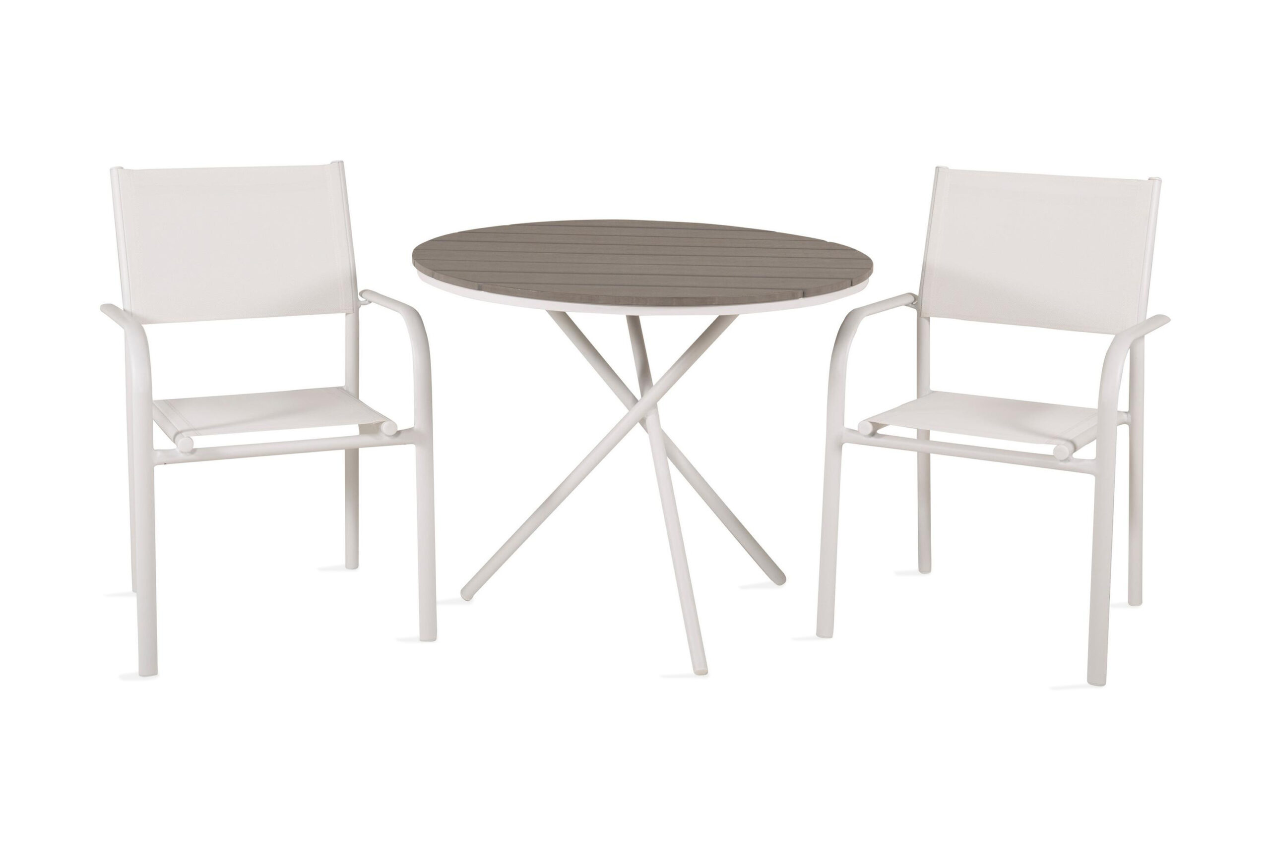 Parvekeryhmä Parma Pyöreä 90 cm 2 Santorini tuolia - Ruskea/Valkoinen