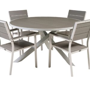 Ruokailuryhmä Parma Pyöreä 140 cm 4 Levels tuolia - Valkoinen