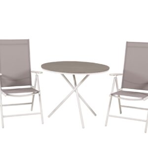 Parvekeryhmä Parma Pyöreä 90 cm 2 Break säätötuolia - Valkoinen/Harmaa