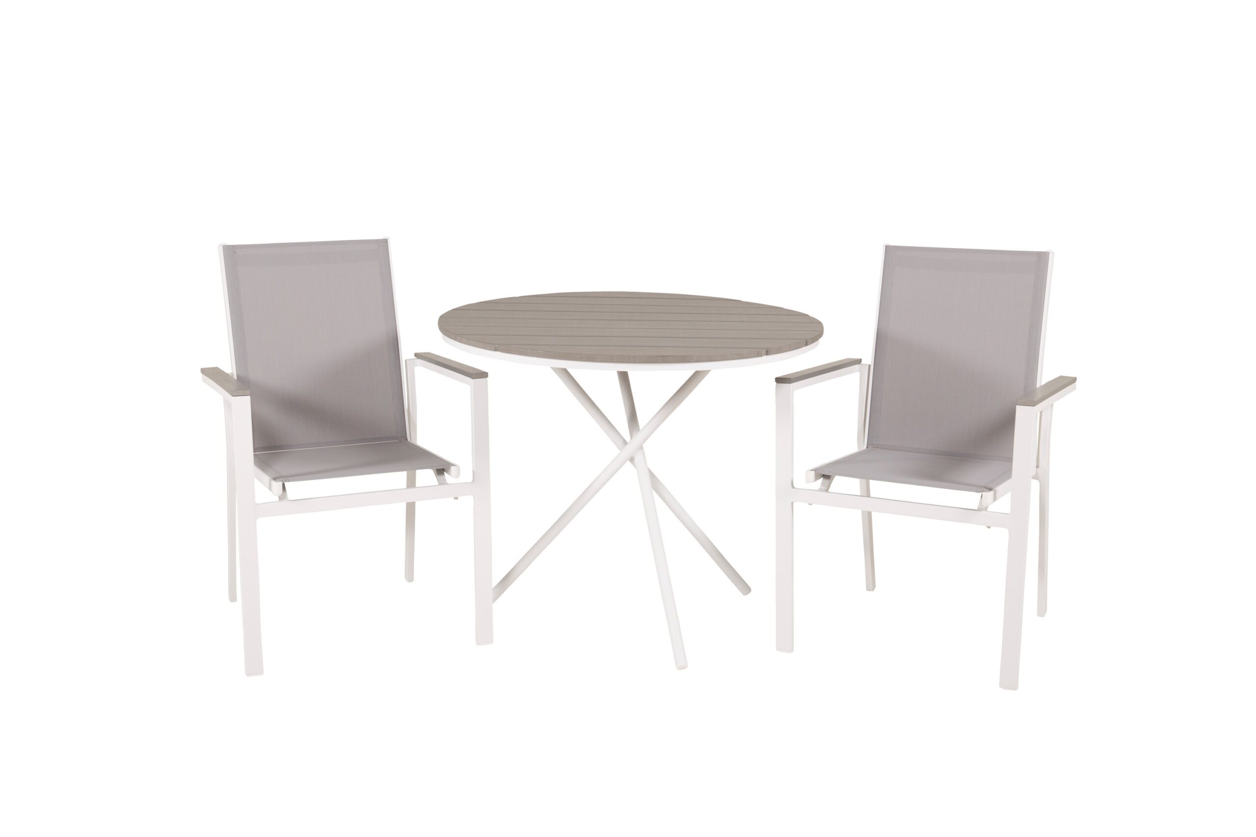 Parvekeryhmä Parma Pyöreä 90 cm 2 tuolia - Valkoinen/Harmaa