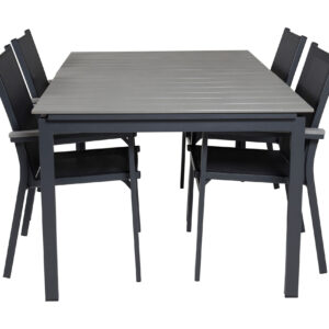 Ruokailuryhmä Levels Jatk 160 cm 4 Parma tuolia - Musta/Harmaa