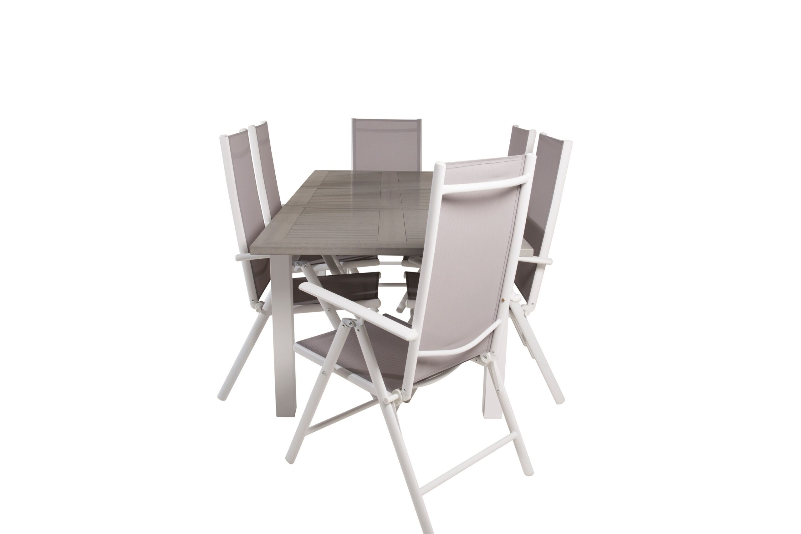 Ruokailuryhmä Albany Jatk 152 cm 6 Break tuolia - Harmaa/Valkoinen