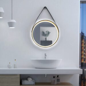 Peili Eskildstorp 55 cm Pyöreä LED-valaistus - Musta/Kulta