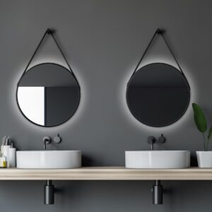 Peili Almunge 50 cm Pyöreä LED-valaistus - Musta