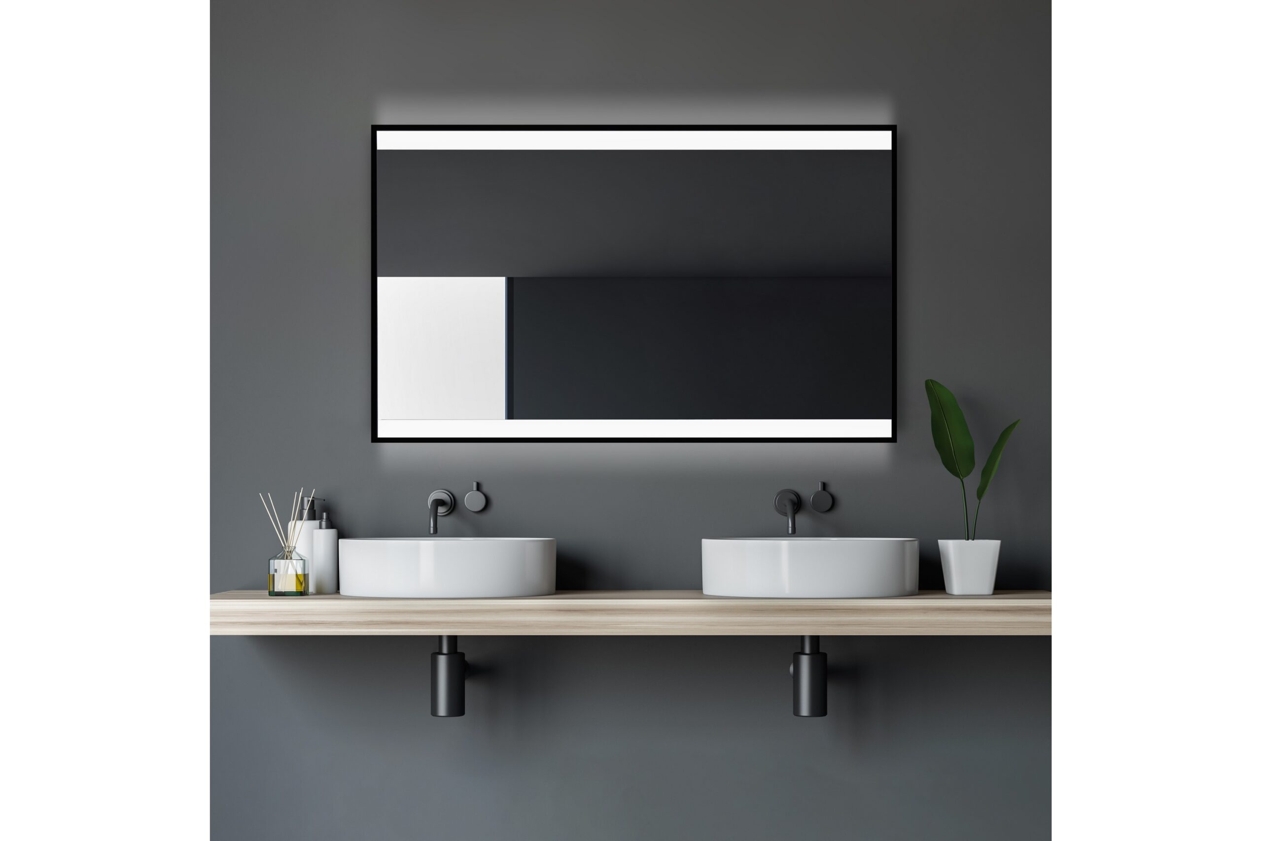 Kylpyhuonepeili Almunge 70 cm LED-valaistus - Musta