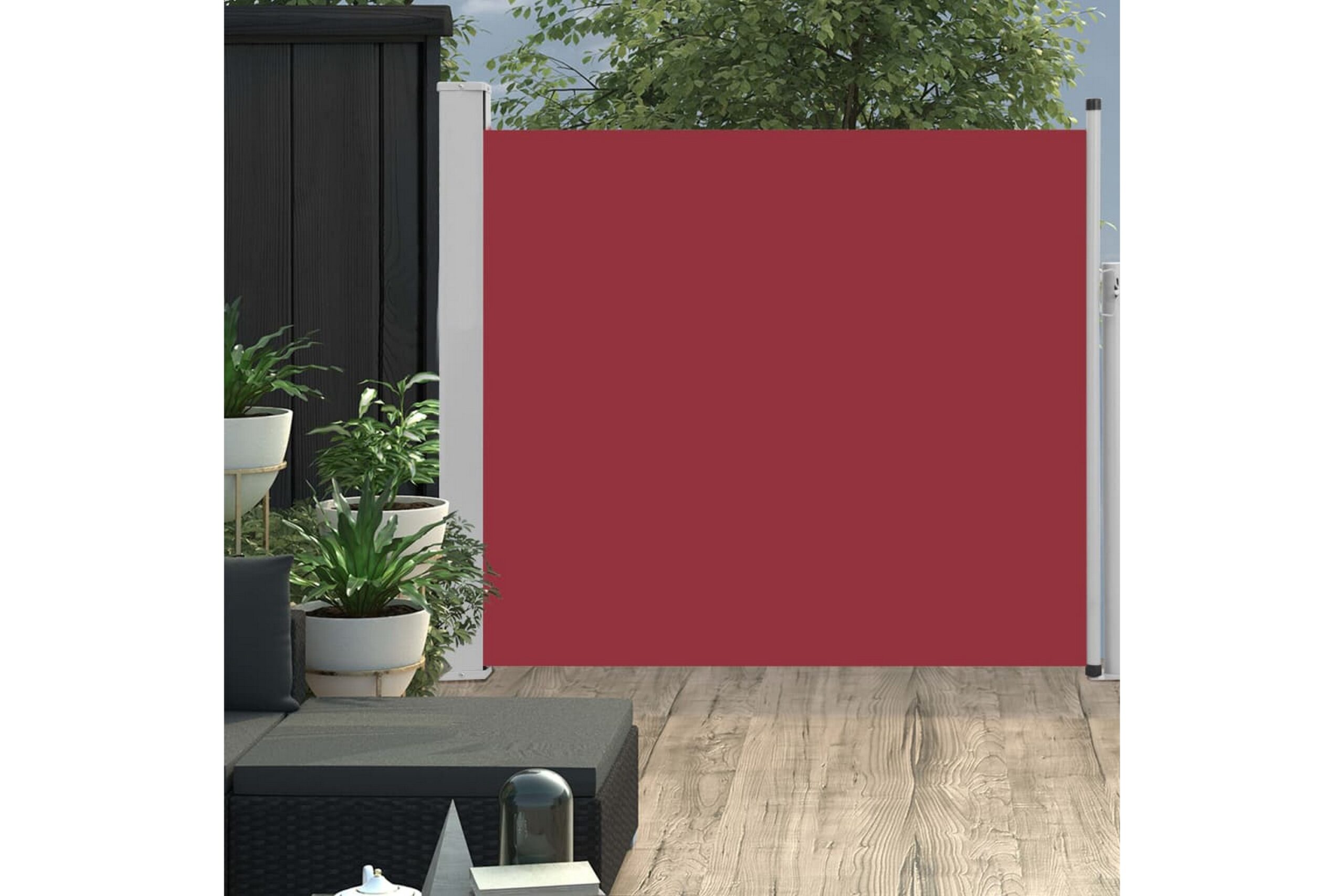 Sisäänvedettävä terassin sivumarkiisi 100x300 cm punainen - Punainen