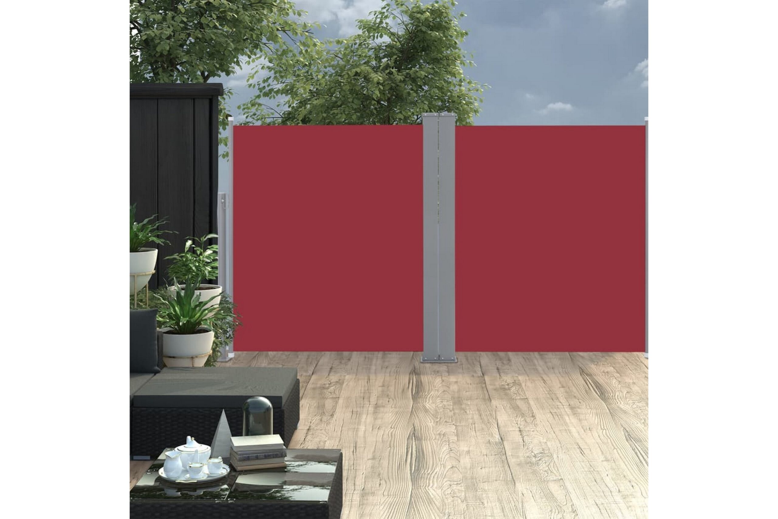 Sisäänvedettävä sivumarkiisi 170x600 cm punainen - Punainen