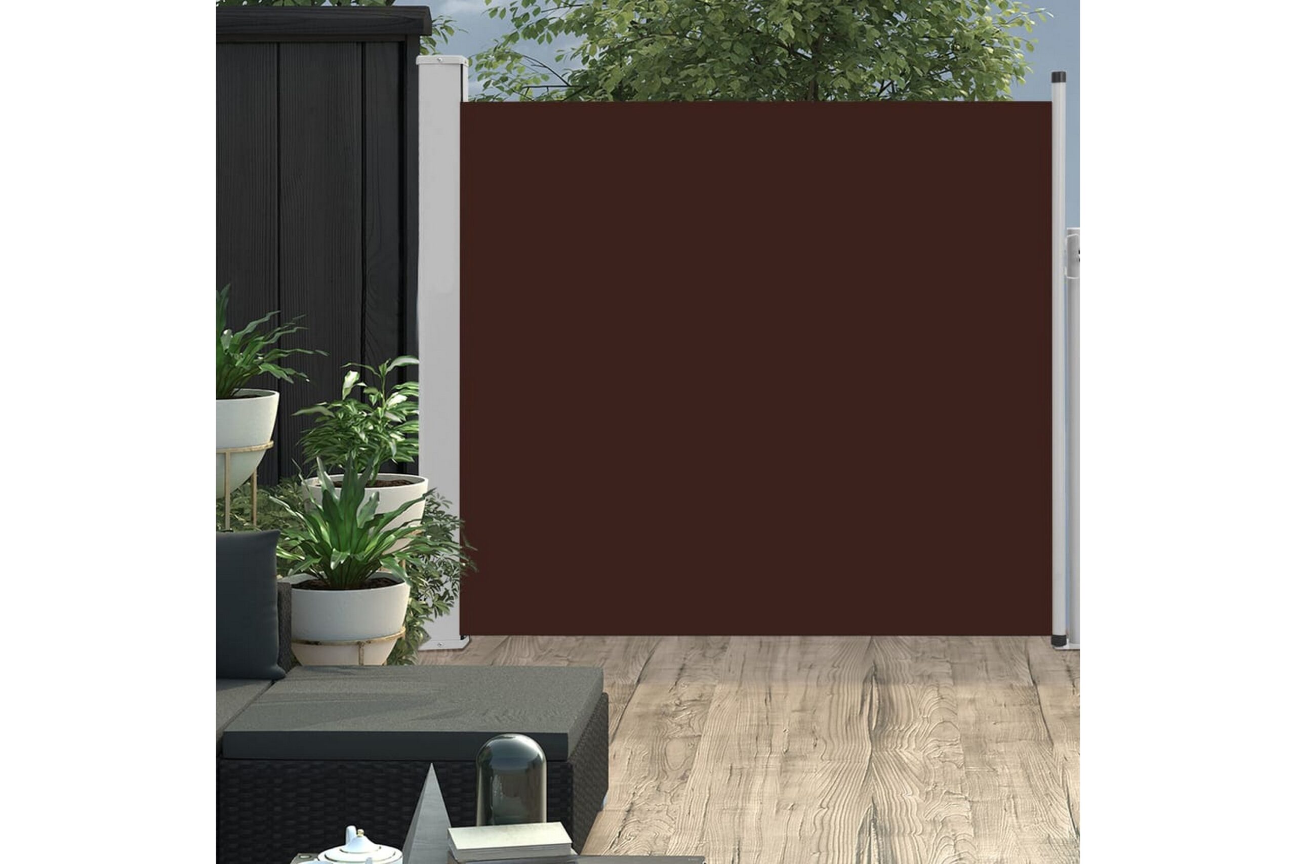 Sisäänvedettävä terassin sivumarkiisi 170x300 cm ruskea - Ruskea