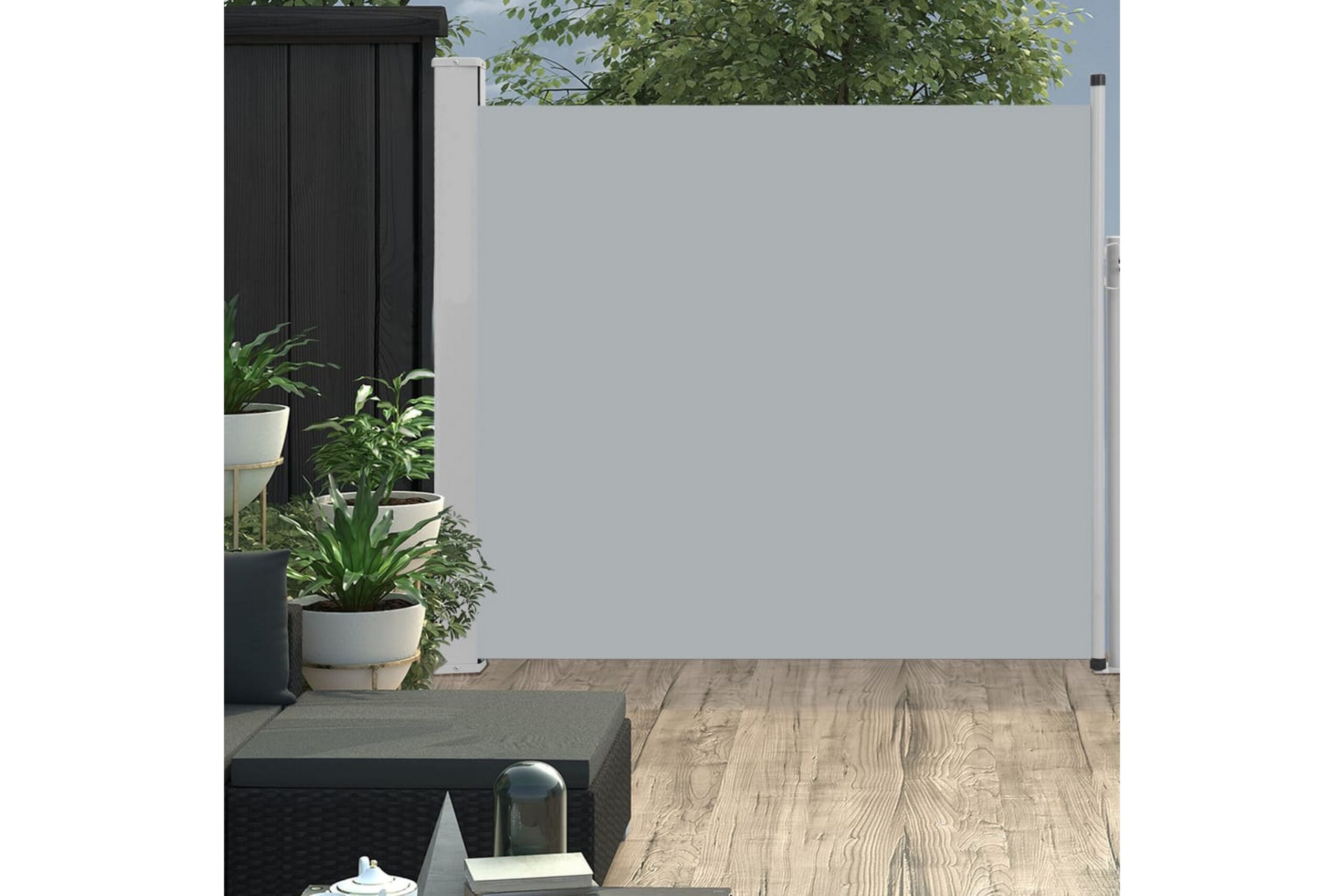 Sisäänvedettävä terassin sivumarkiisi 170x300 cm harmaa - Harmaa