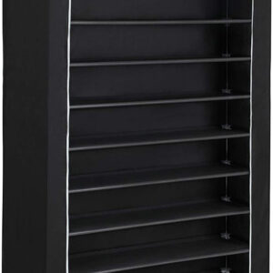 Kenkähylly 54 parille kenkäsäilytys 100 x 28 x 162 cm musta kangas